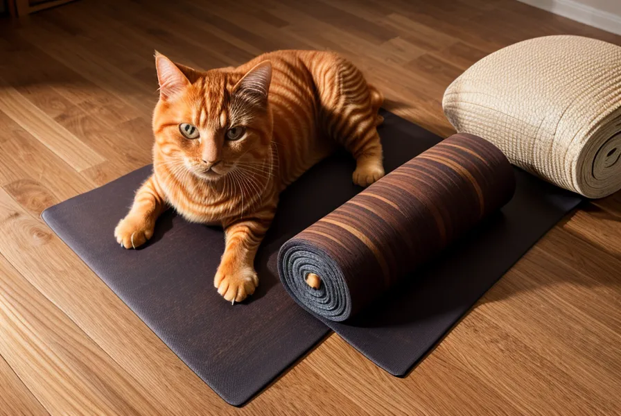 Nackte Füße auf einer Pilatesmatte im Wohnzimmer